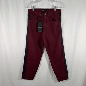 Zara Man Jeans Men's 30 Red Denim Pockets Button Zip Cotton Blend New